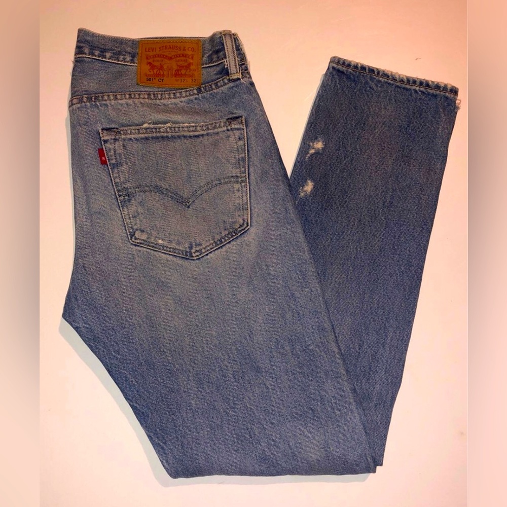 Levis Strauss 501 CT Jeans Distressed Denim Pants Men W32/L32